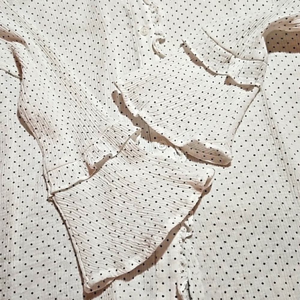 Kori | White and Black Polkadot Ruffled Blouse - Picture 7 of 7